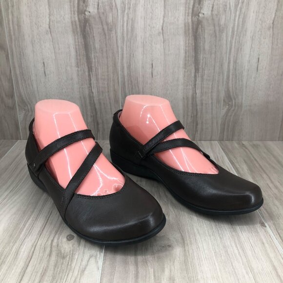 Aravon Mary Jane Shoes Womens 7.5 Abbey Z Strap Brown Leather Hook and Loop - Picture 3 of 11